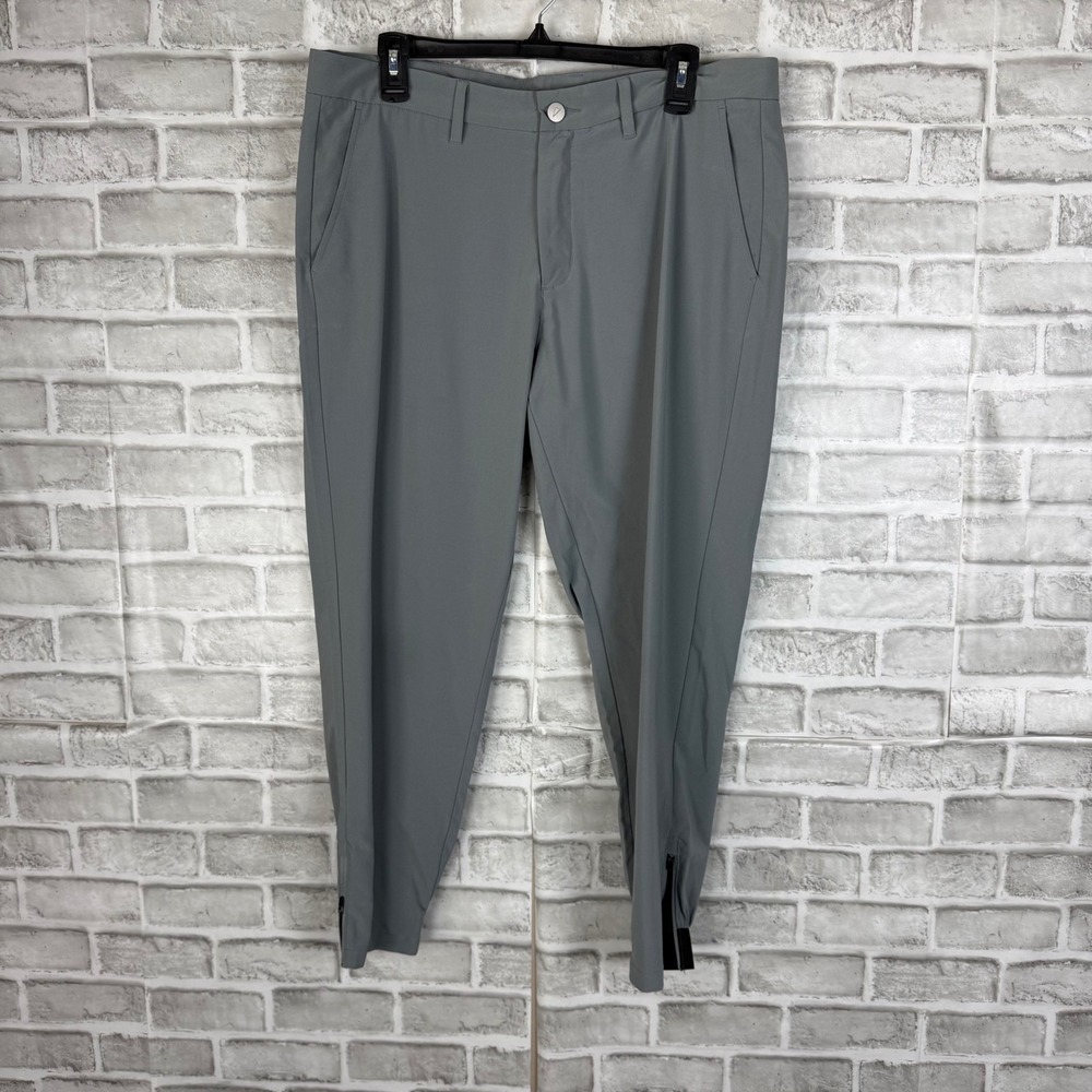 Primo Golf Joggers Mens 36 x 26 Short Grey Tapered Ankle Zip Stretch Golf Pants